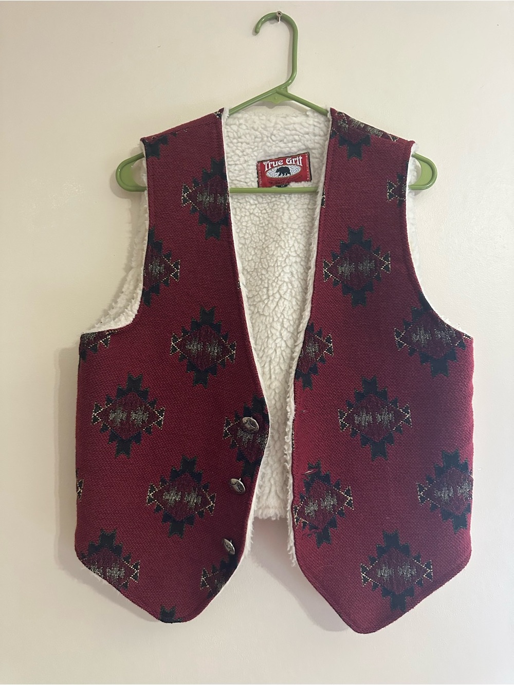 Vintage Women’sTrue Grit Burgundy Sherpa-Lined Vest